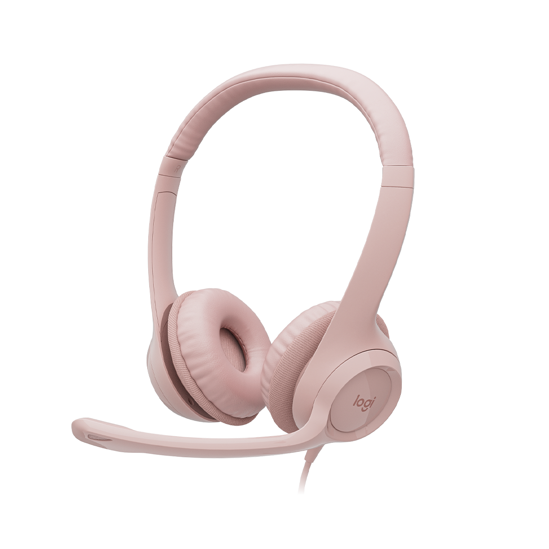 Logitech H390 USB Headset – Rose | Wired Computer Headset with Noise-Canceling Mic