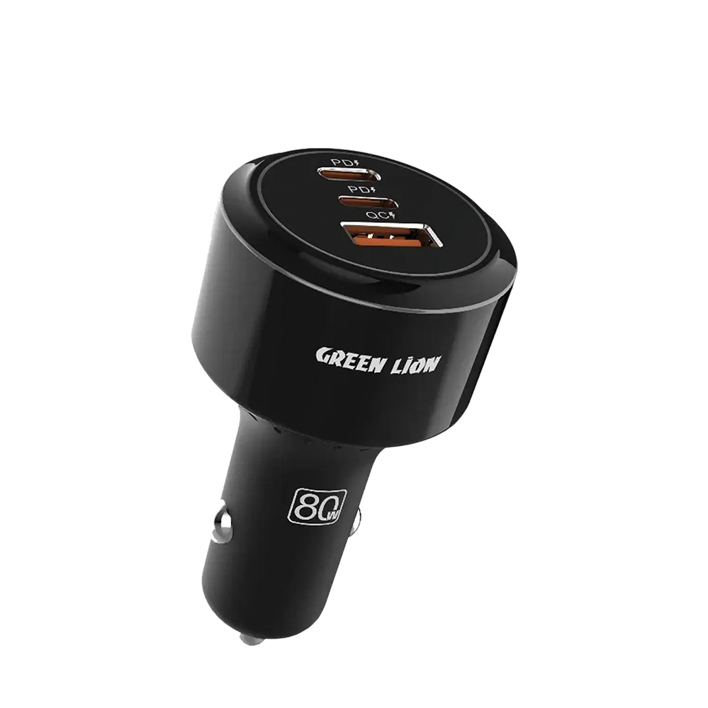 Green Lion RoaDex 80W 3‑Port Car Charger – GNRODXCCTLBK