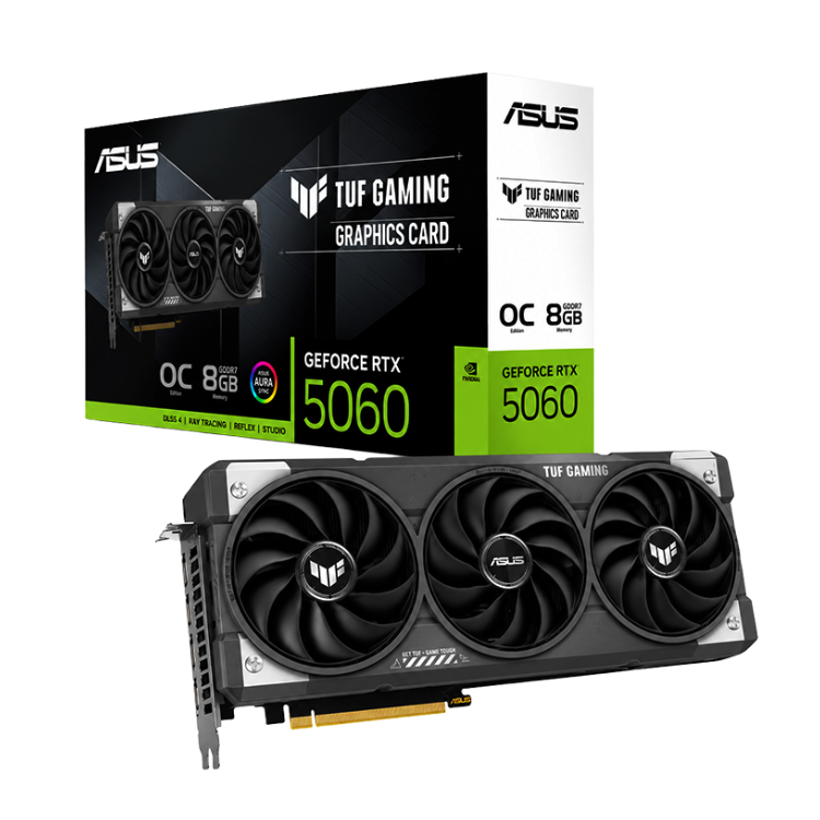 ASUS TUF Gaming GeForce RTX 5060 OC Edition 8GB GDDR7 Graphics Card | PCIe 5.0 | 128-bit | NVIDIA Blackwell | DLSS 4 | Military-Grade Durability | Advanced Cooling