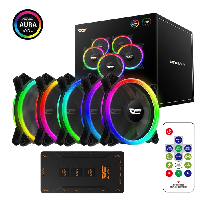 Darkflash DR12 Pro 120mm ARGB Case Fan – 5-in-1 Pack