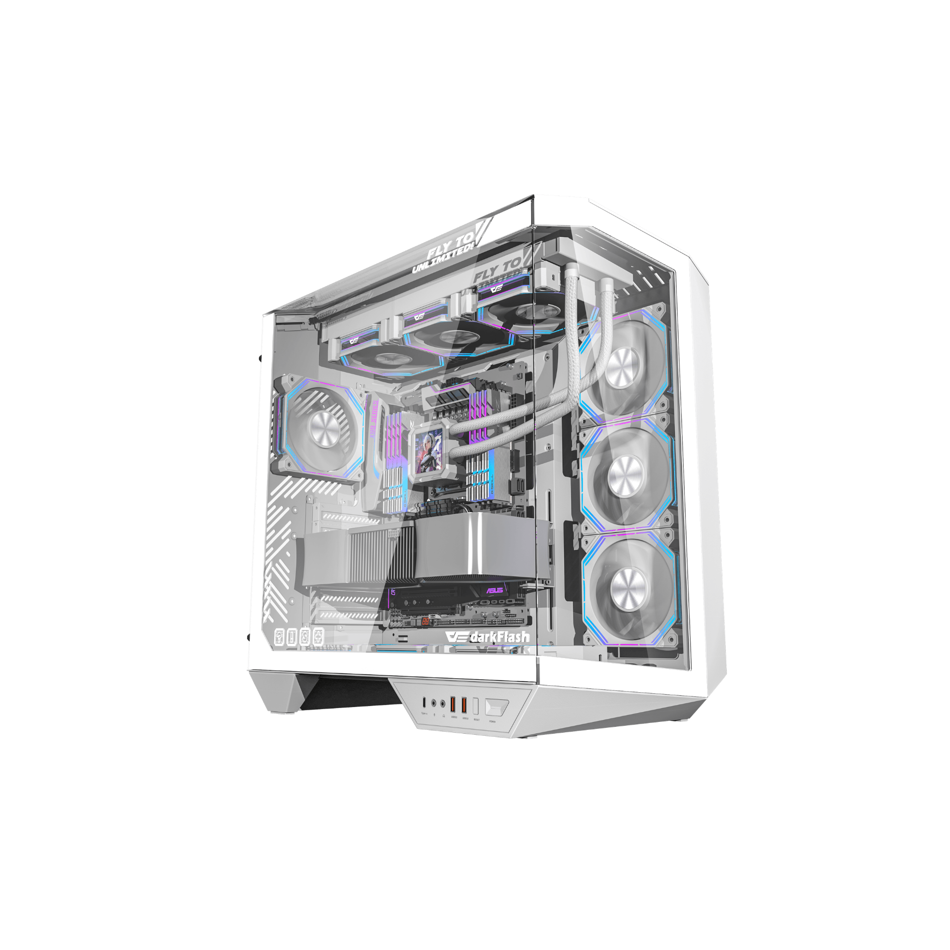 DarkFlash DY470 – Mid-Tower Gaming PC Case (White)