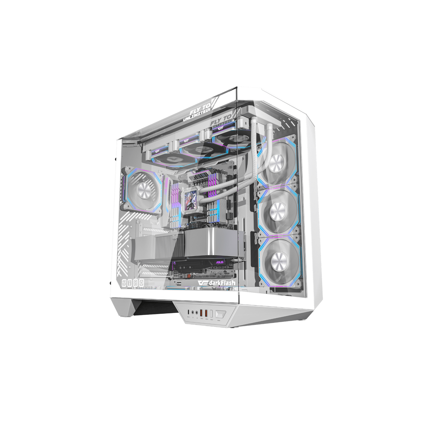 DarkFlash DY470 – Mid-Tower Gaming PC Case (White)