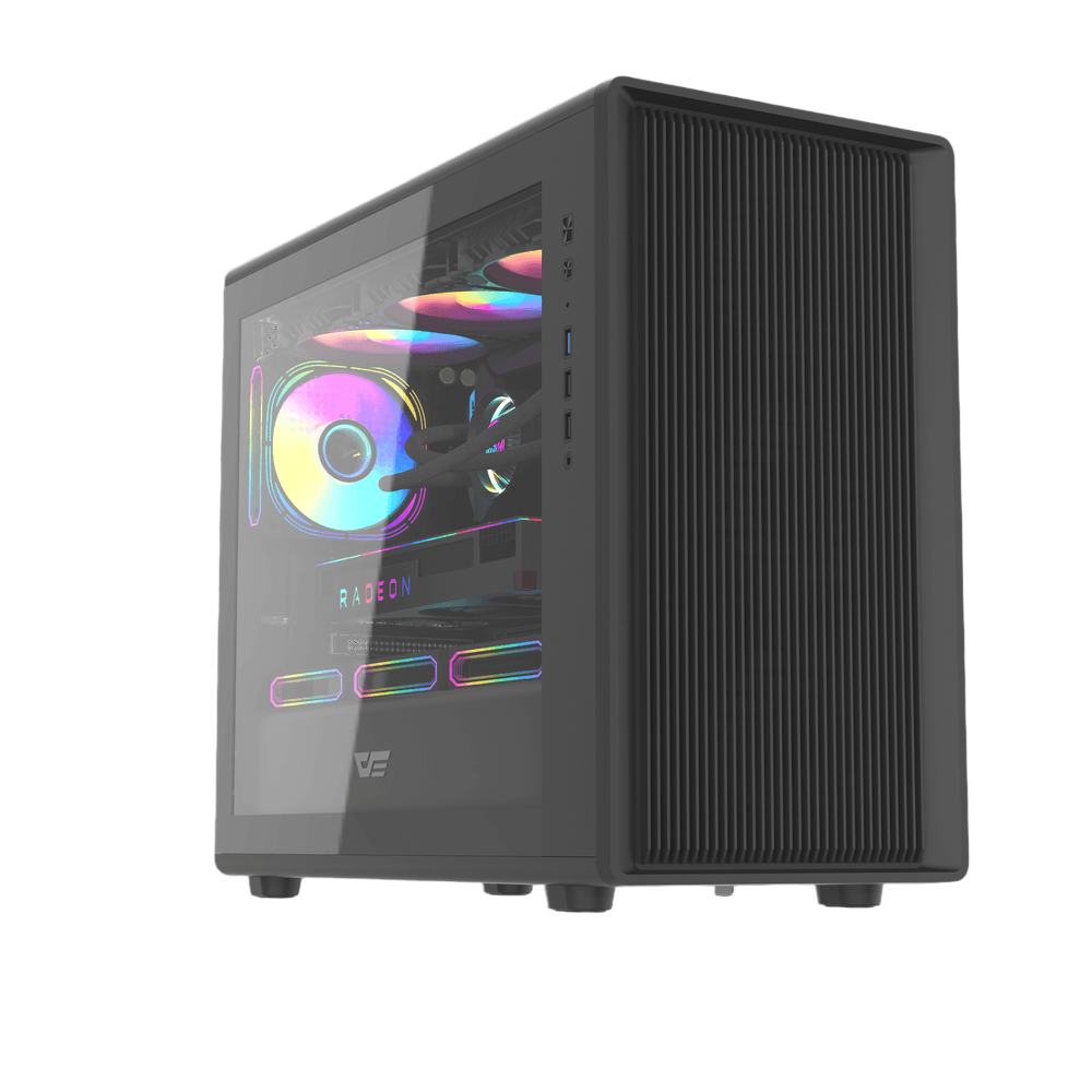 DARKFLASH DB460M Micro-ATX Mid-Tower Gaming PC Case – Black