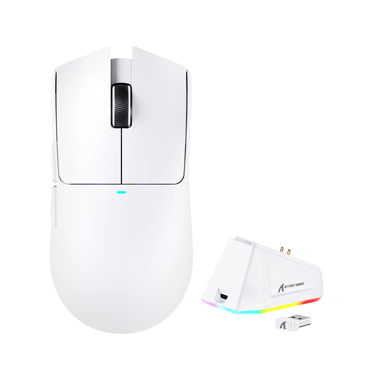 ATTACK SHARK X11 Wireless Gaming Mouse with Charging Dock – White