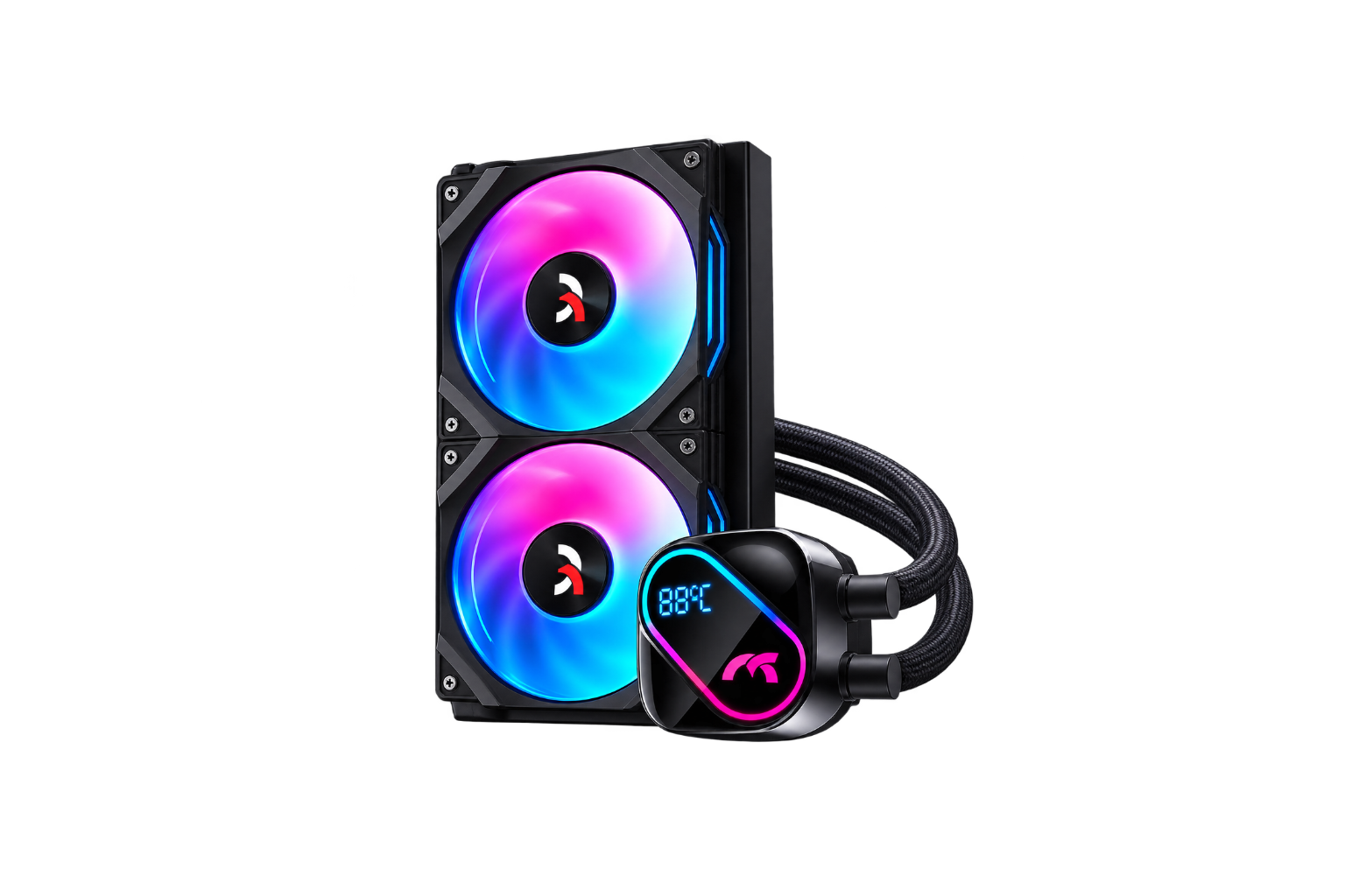 TORTOX NIVORA VIBE 240mm ARGB AIO Liquid CPU Cooler – Digital Temperature Display – Black