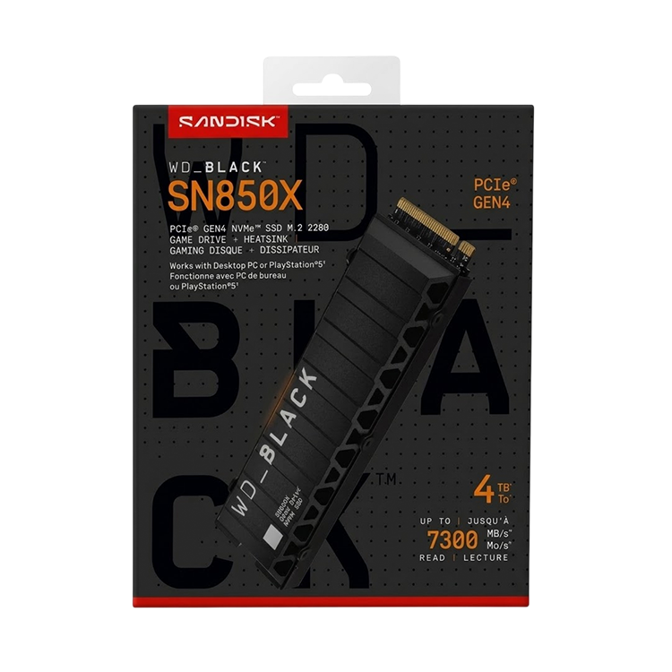 WD_BLACK SN850X 4TB M.2 2280 PCIe Gen4 NVMe SSD With Heatsink