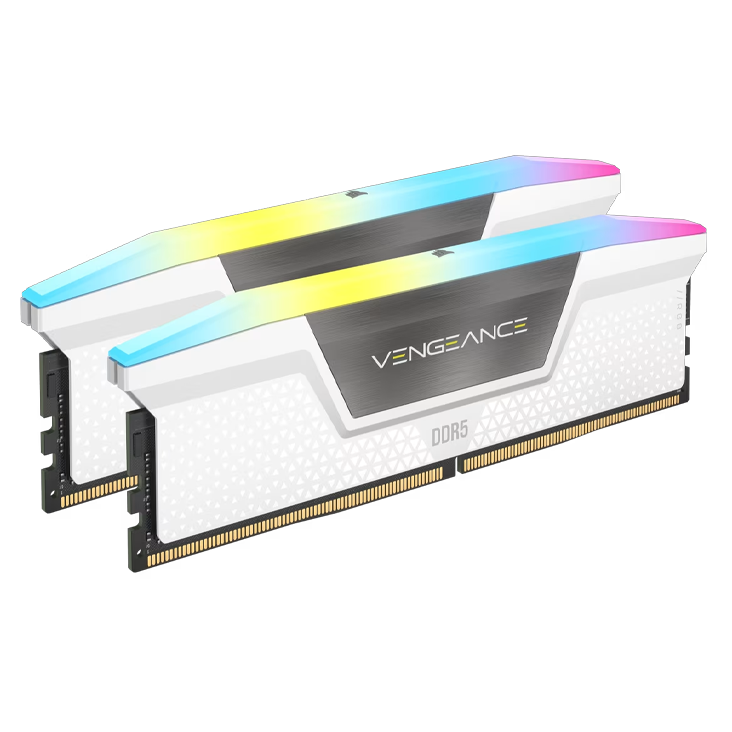Corsair Vengeance RGB DDR5 64GB (2x32GB) 6000MHz CL40 Gaming RAM – Intel XMP White