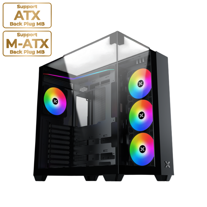 Xigmatek Aqua V Mid-Tower Tempered Glass ATX Case – Black