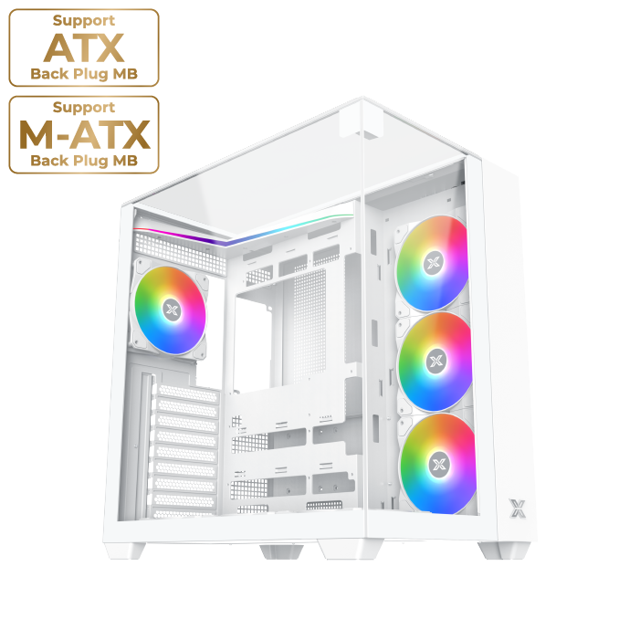 Xigmatek Aqua V Arctic ATX Mid-Tower Tempered Glass PC Case – White