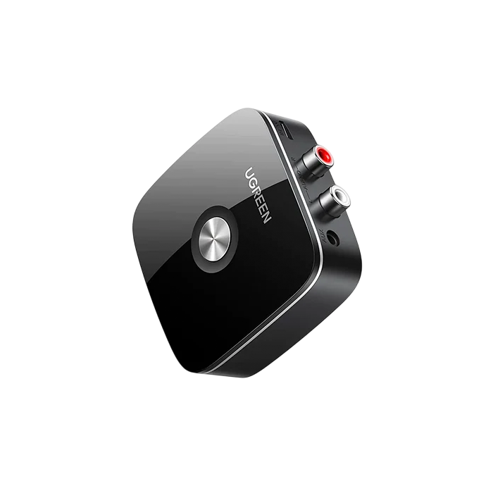 A black UGREEN wireless audio receiver with a glossy finish