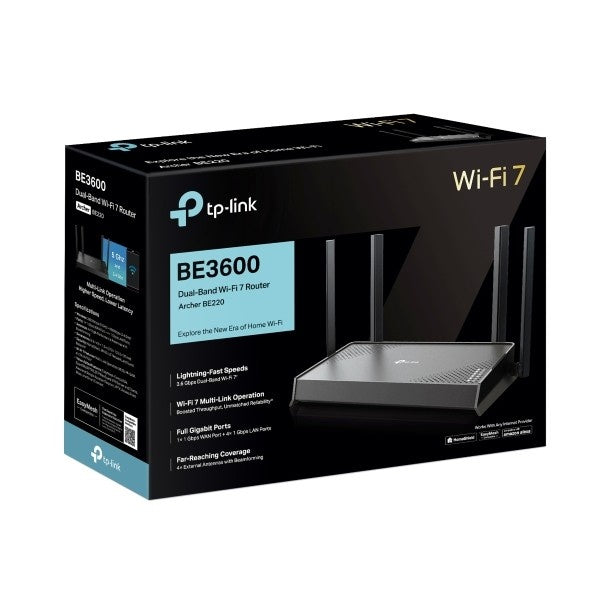 TP-Link Archer BE220 / BE3600 Dual-Band Wi-Fi 7 Router – Ultra-Fast Multi-Device Performance