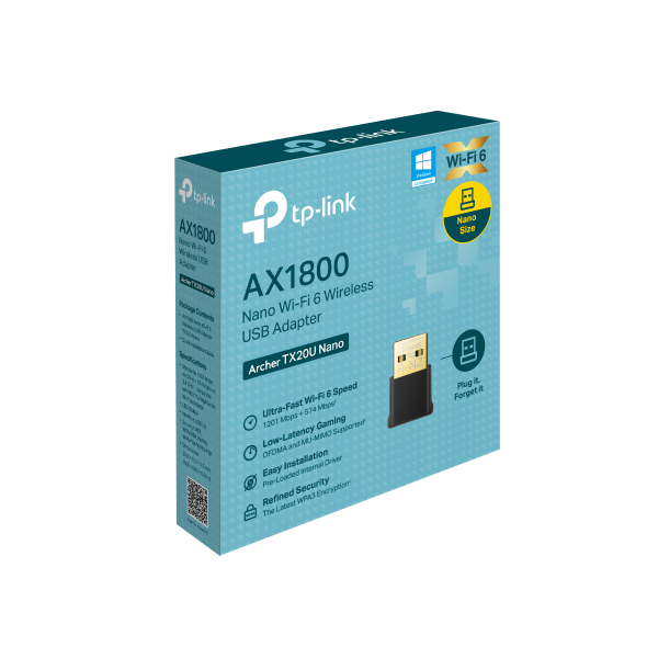 TP-Link Archer TX20U Nano AX1800 Wi-Fi 6 Dual-Band USB Adapter
