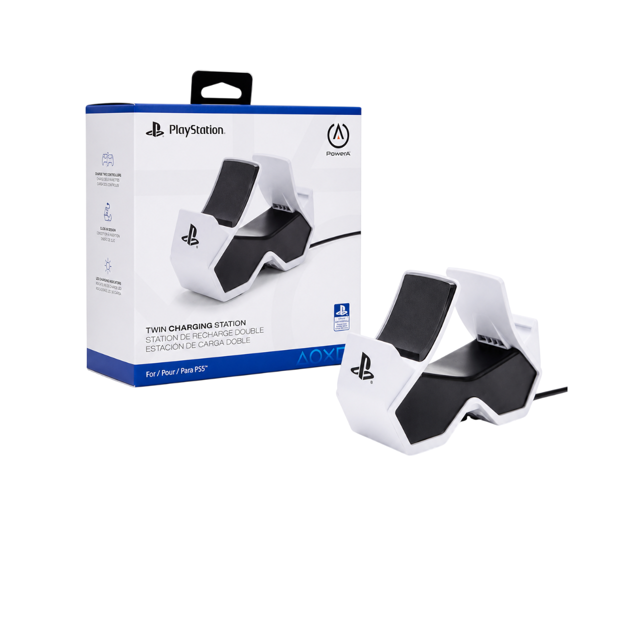 PowerA Twin Charging Station for PS5 DualSense Controllers – Dual Controller Charger Dock