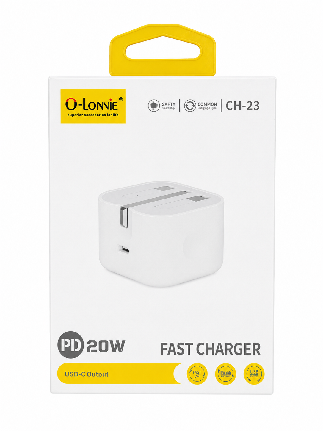 O-LONNIE CH-23 25W Fast Charging Adapter – USB-C PD Wall Charger (White)