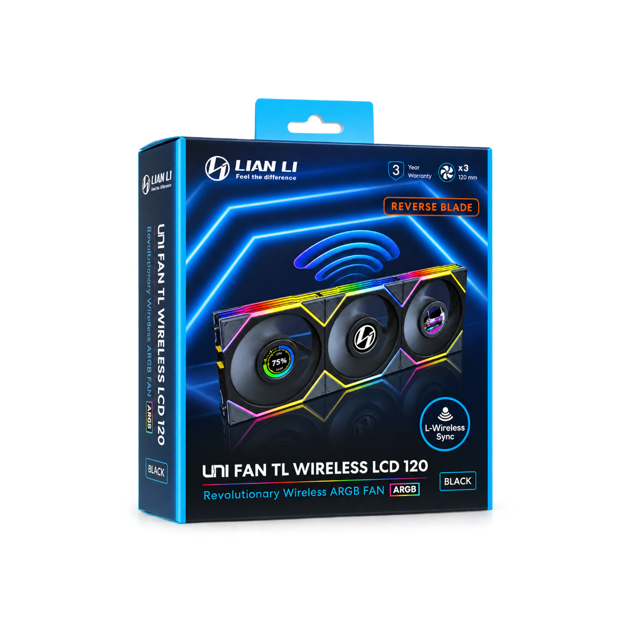 LIAN LI UNI FAN TL LCD 120 Wireless Reversed Blade – Triple Pack