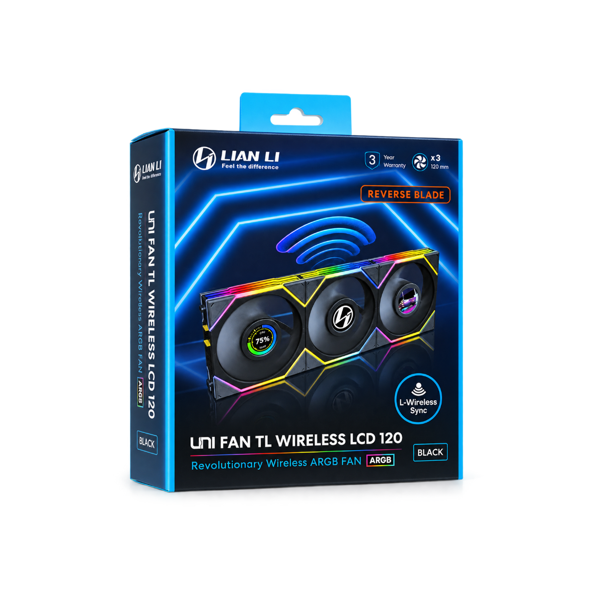 LIAN LI UNI FAN TL LCD 120 Wireless Reversed Blade – Triple Pack
