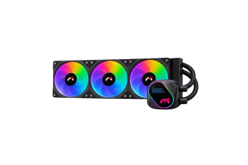 TORTOX Nivora Vibe 360mm ARGB AIO Liquid CPU Cooler – Digital Temperature Display – Black