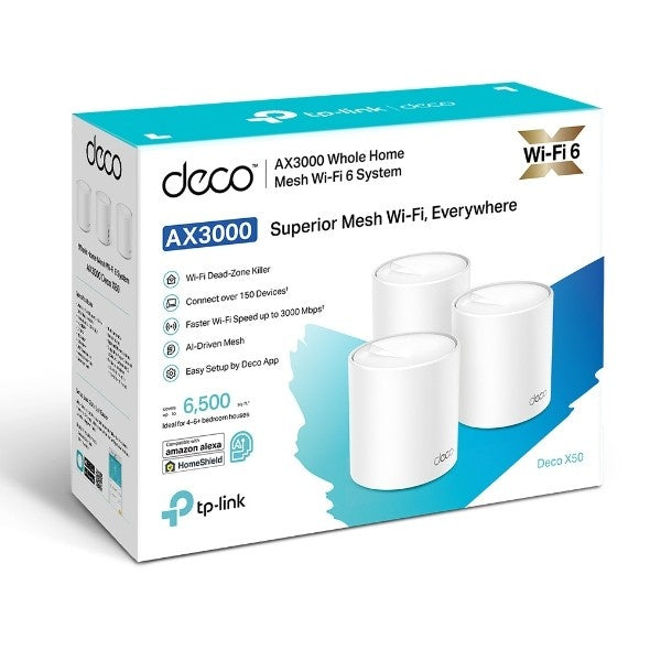 TP-Link Deco X50 AX3000 Whole Home Mesh Wi-Fi 6 System – 3 Pack