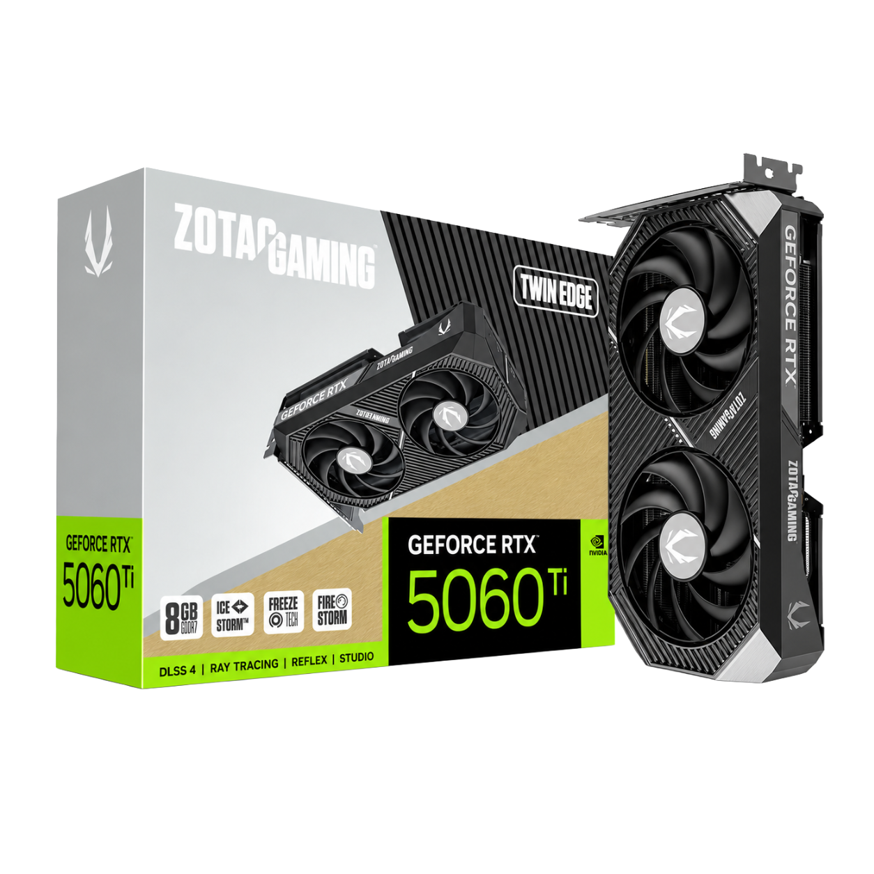 ZOTAC GAMING GeForce RTX 5060 Ti 8GB GDDR7 Twin Edge Graphics Card | 2572 MHz Boost Clock | 28 Gbps Memory Speed | PCIe 5.0 x8 | DLSS 4 | Dual-Fan Cooling