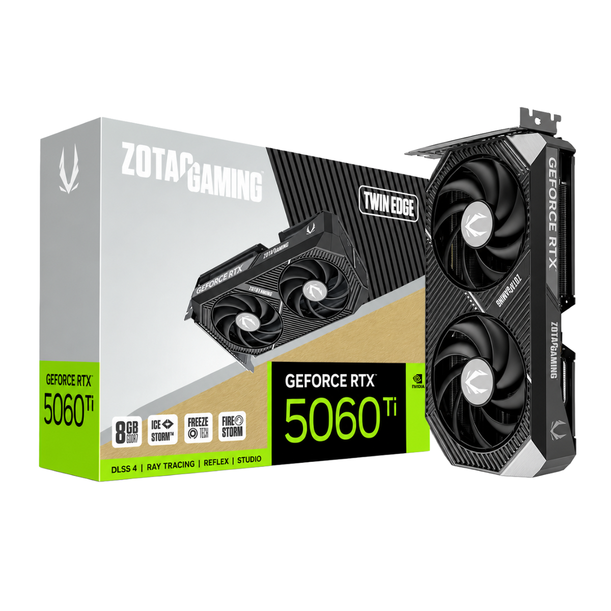ZOTAC GAMING GeForce RTX 5060 Ti 8GB GDDR7 Twin Edge Graphics Card | 2572 MHz Boost Clock | 28 Gbps Memory Speed | PCIe 5.0 x8 | DLSS 4 | Dual-Fan Cooling