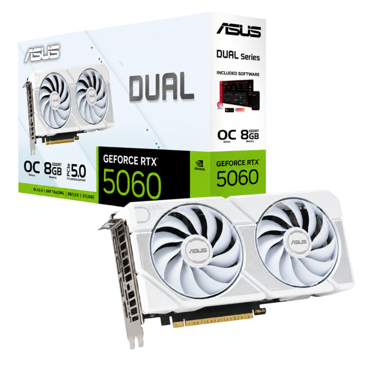 ASUS Dual GeForce RTX™ 5060 8GB GDDR7 OC Edition Graphics Card – White