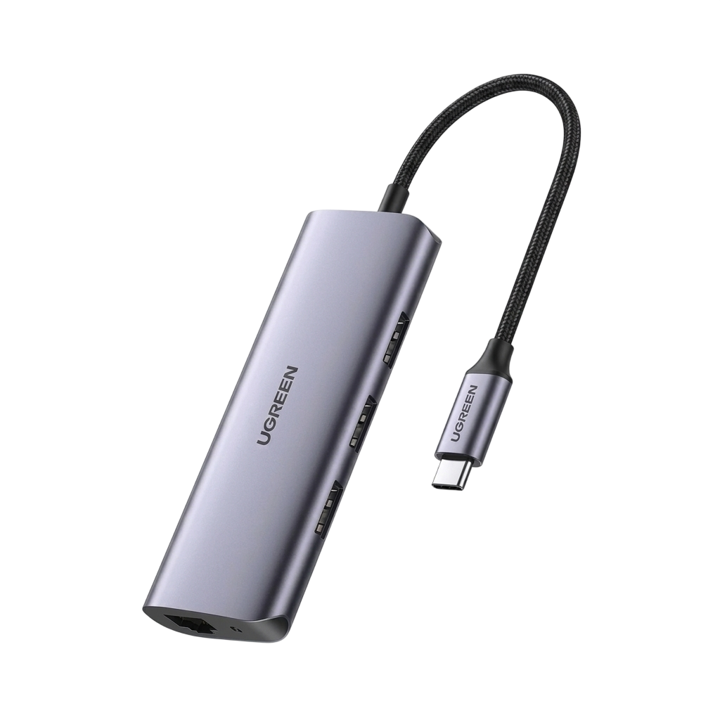 UGREEN USB-C Multifunction Adapter – 3× USB 3.0 + RJ45 + Micro-USB