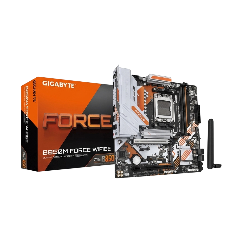 GIGABYTE B850M FORCE WiFi 6E Motherboard – AMD B850 AM5 Micro ATX DDR5 Gaming Motherboard