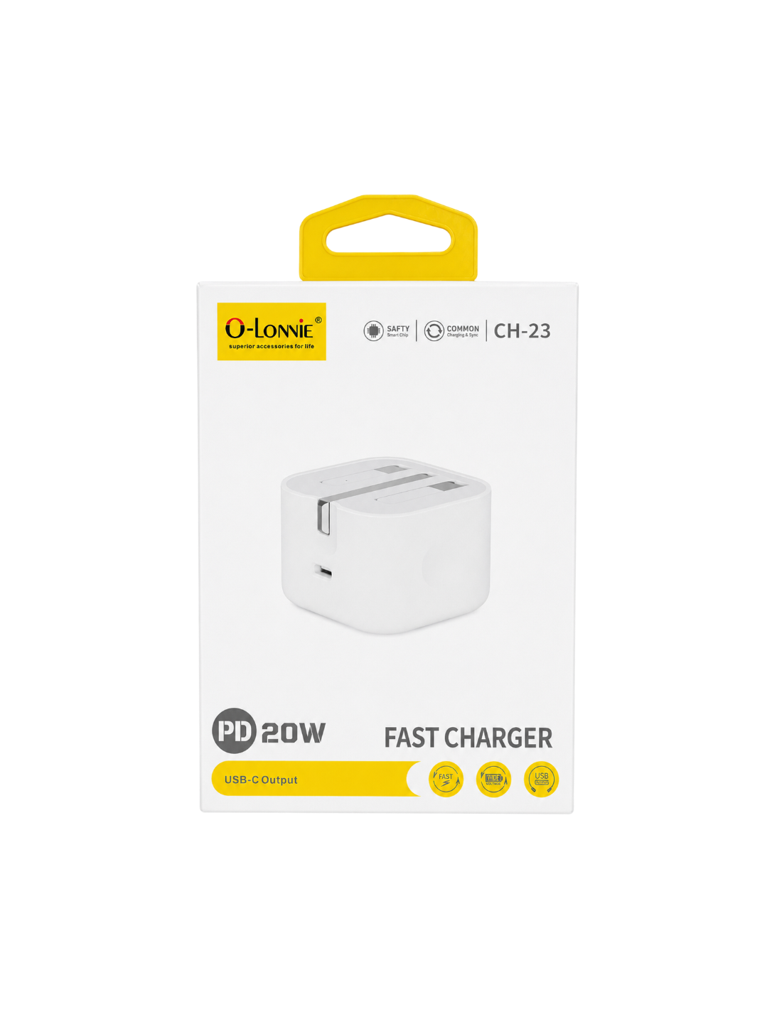 O-LONNIE CH-23 25W Fast Charging Adapter – USB-C PD Wall Charger (White)
