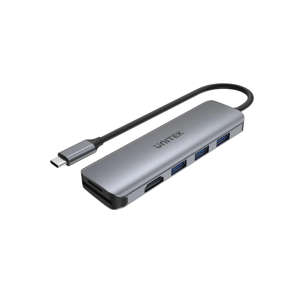 UNITEK UHUB P5+ USB-C Hub – 3-Port Expansion with HDMI & Card Readers (H1107F)