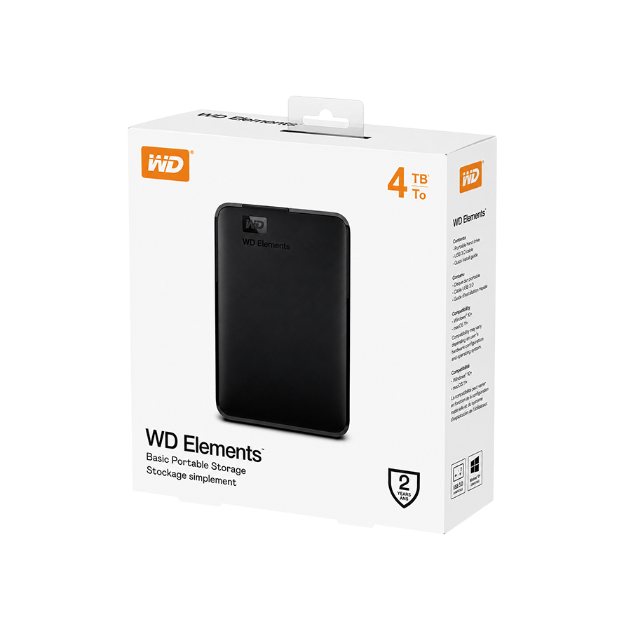 WD Elements Portable 4TB USB 3.0 External Hard Drive – Black