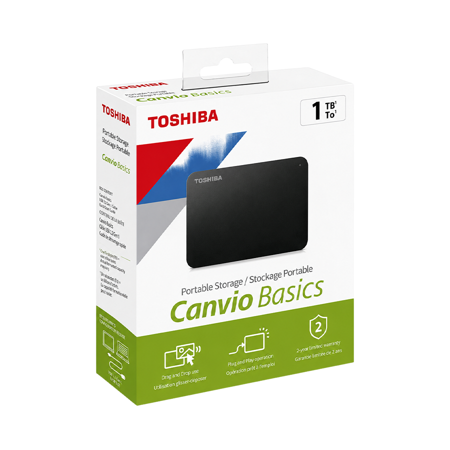 TOSHIBA Canvio Basics 1TB Portable USB 3.0 External Hard Drive – Black