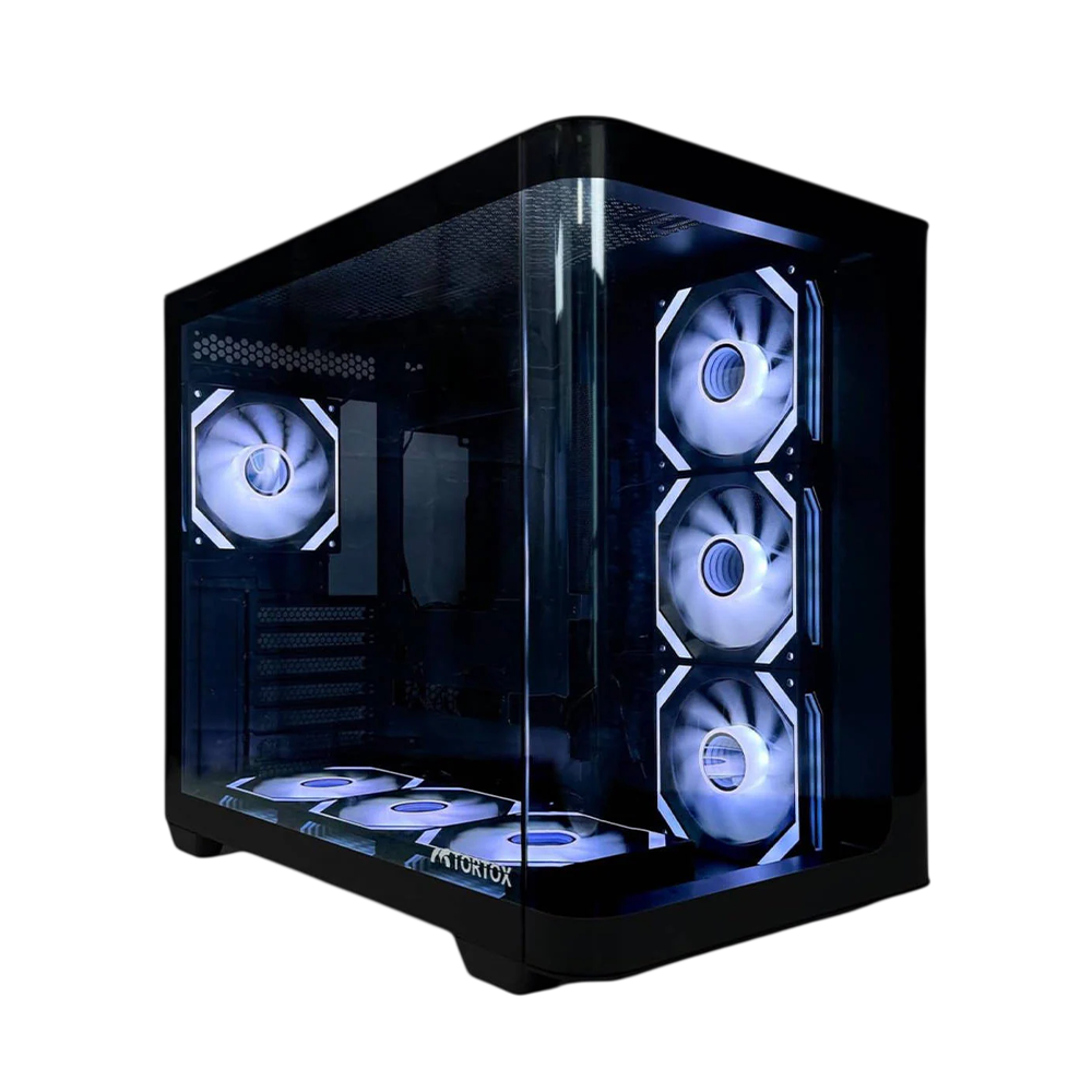 TORTOX Curvo ATX Mid-Tower Gaming Case – Black with RGB Fans