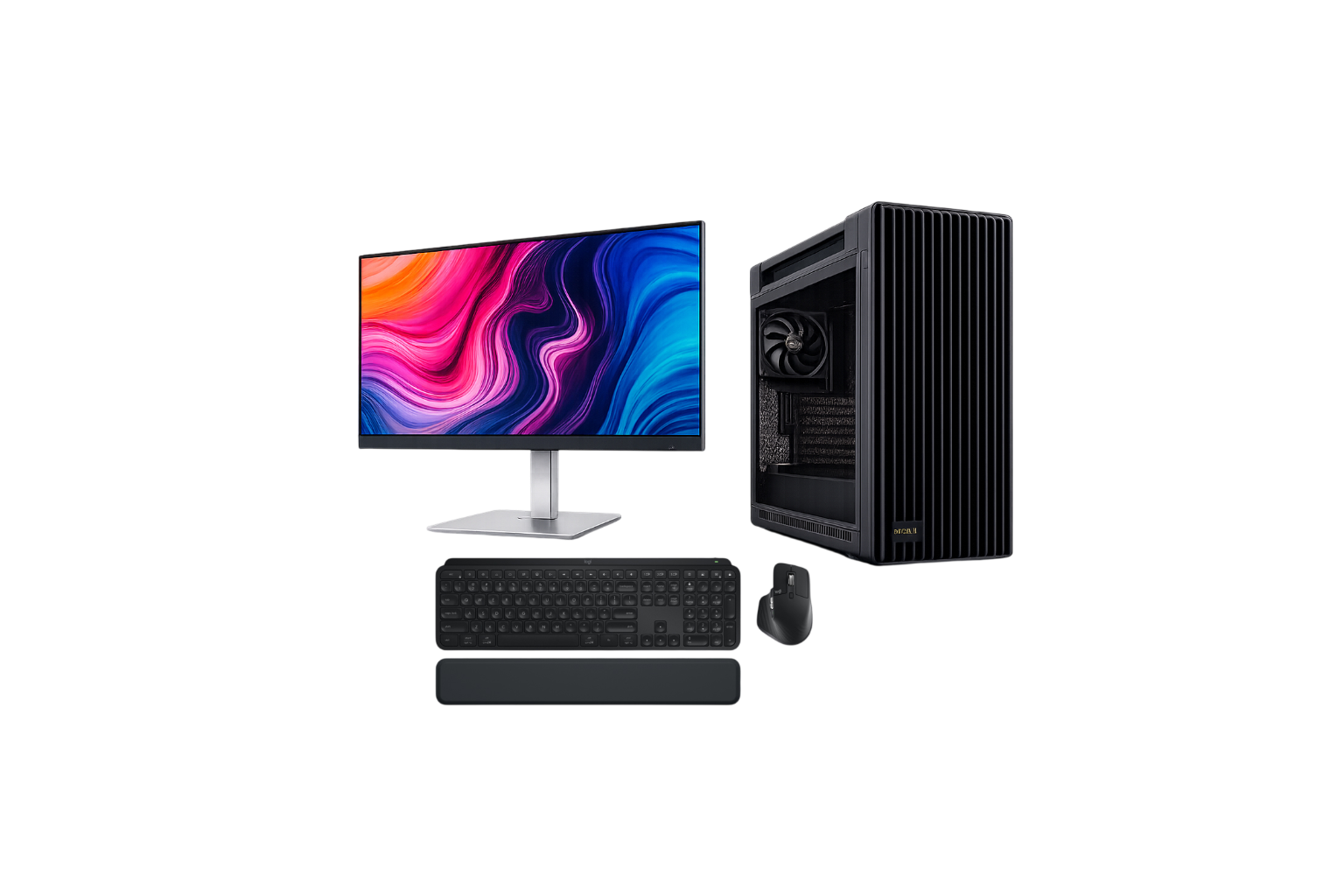 ASUS ProArt Workstation PC – AMD Ryzen 9 9950X, RTX 5080 16GB, 32GB DDR5, 4TB NVMe SSD with 27" ProArt Monitor & Logitech MX Keys S Combo