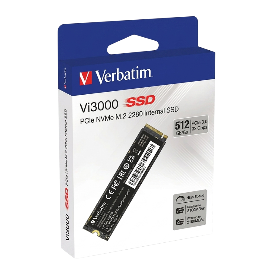 Verbatim VI3000 512GB NVMe SSD – M.2 PCIe Internal Solid State Drive