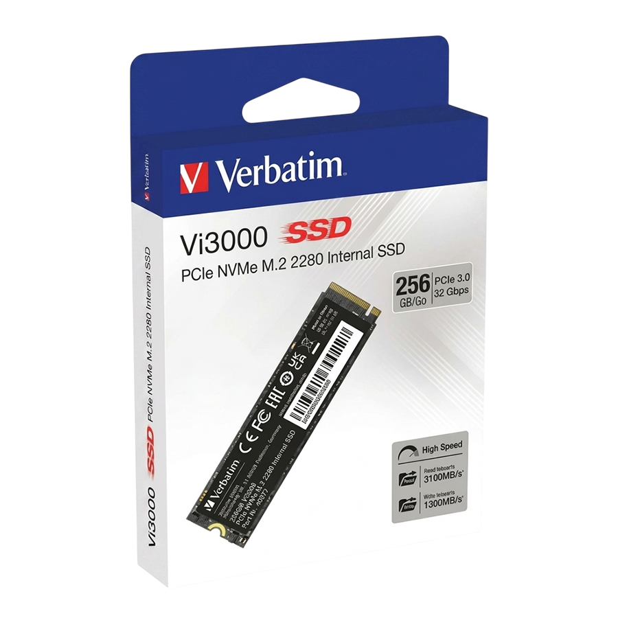 Verbatim VI3000 256GB NVMe SSD – M.2 PCIe Internal Solid State Drive