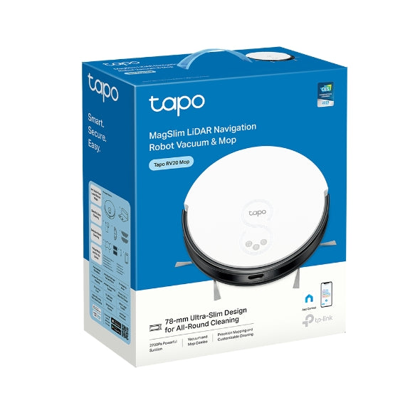 TP-Link Tapo RV20 Mop Robot Vacuum & Mop – MagSlim™ LiDAR Navigation
