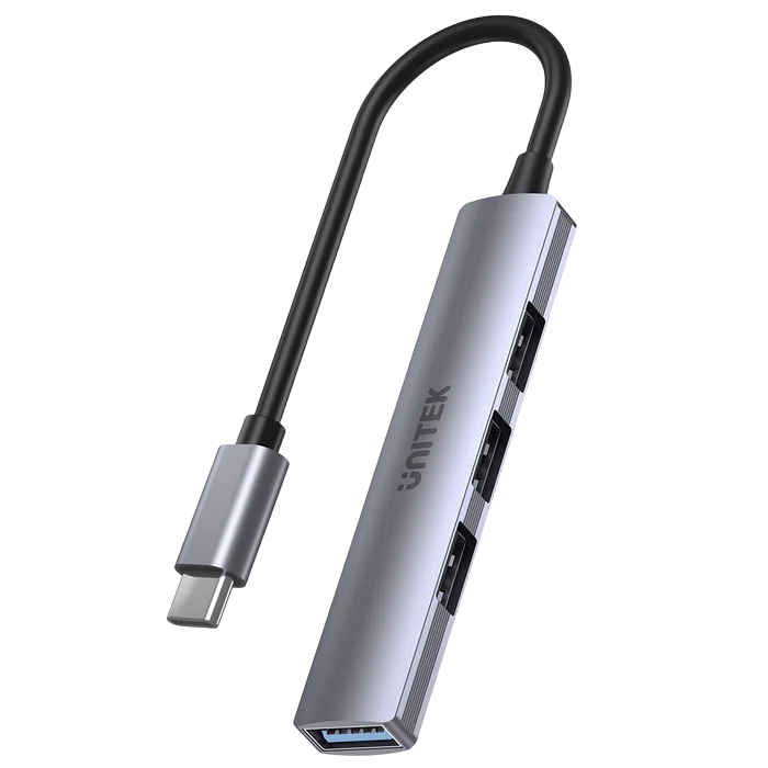 UNITEK UHUB Q4 4-in-1 USB-C Hub – 5Gbps with 3 × 480Mbps Data Ports (H1208B)