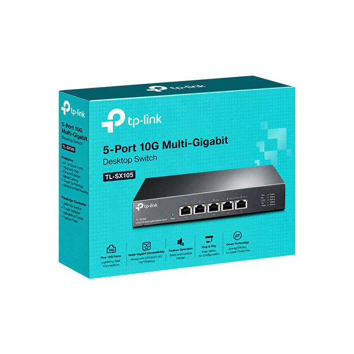 TP-Link TL-SX105 5-Port 10G Multi-Gigabit Desktop Switch 