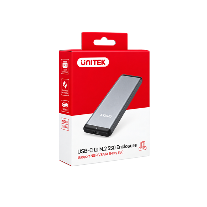 UNITEK USB-C to M.2 SSD Enclosure – NGFF/SATA B-Key (Y-3365)
