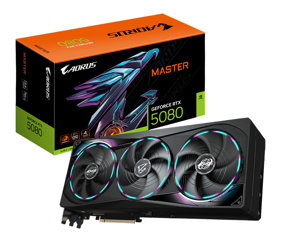 GIGABYTE GeForce RTX 5080 AORUS MASTER OC 16GB GDDR7 Graphics Card