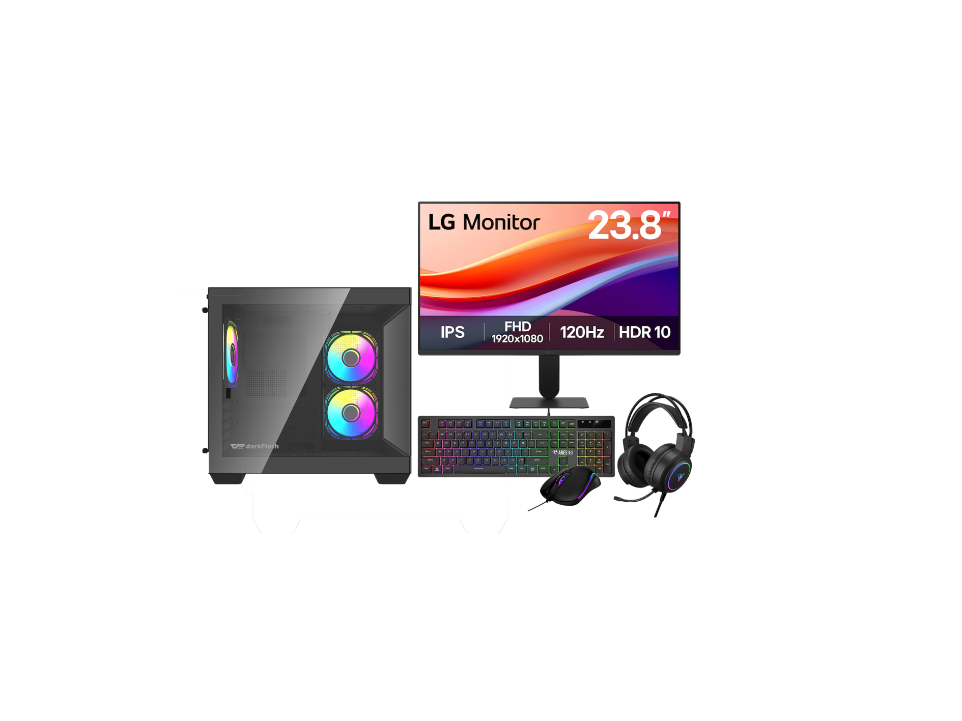 Intel Core i5-14400F RTX 5050 Gaming PC Bundle | 16GB DDR4 | 512GB NVMe SSD | 23.8" 120Hz Monitor