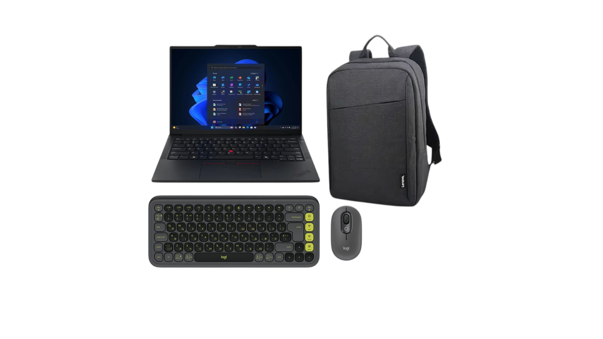 Lenovo ThinkPad E14 Gen 7 Laptop Bundle – Intel Core Ultra 7 256V, 16GB RAM, 512GB SSD, 14” + Lenovo B210 Backpack + Logitech POP Icon Keyboard & Mouse Combo