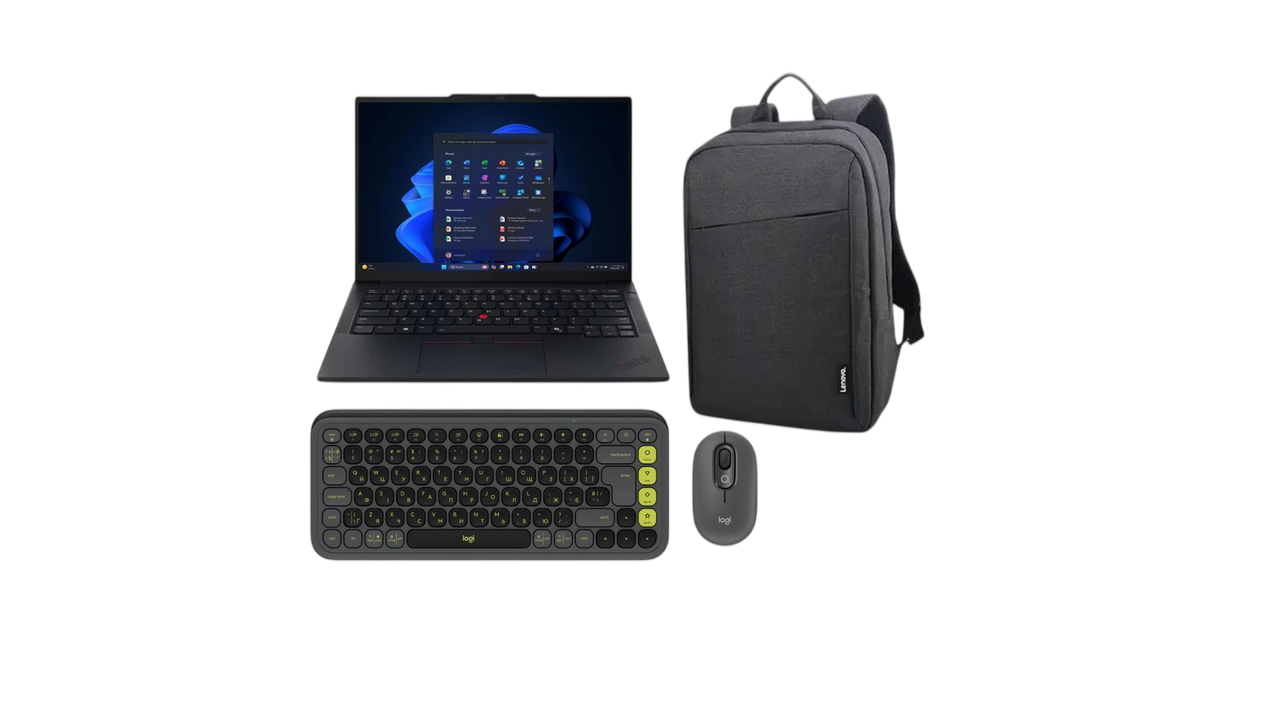 Lenovo ThinkPad E14 Gen 7 Laptop Bundle – Intel Core Ultra 7 256V, 16GB RAM, 512GB SSD, 14” + Lenovo B210 Backpack + Logitech POP Icon Keyboard & Mouse Combo