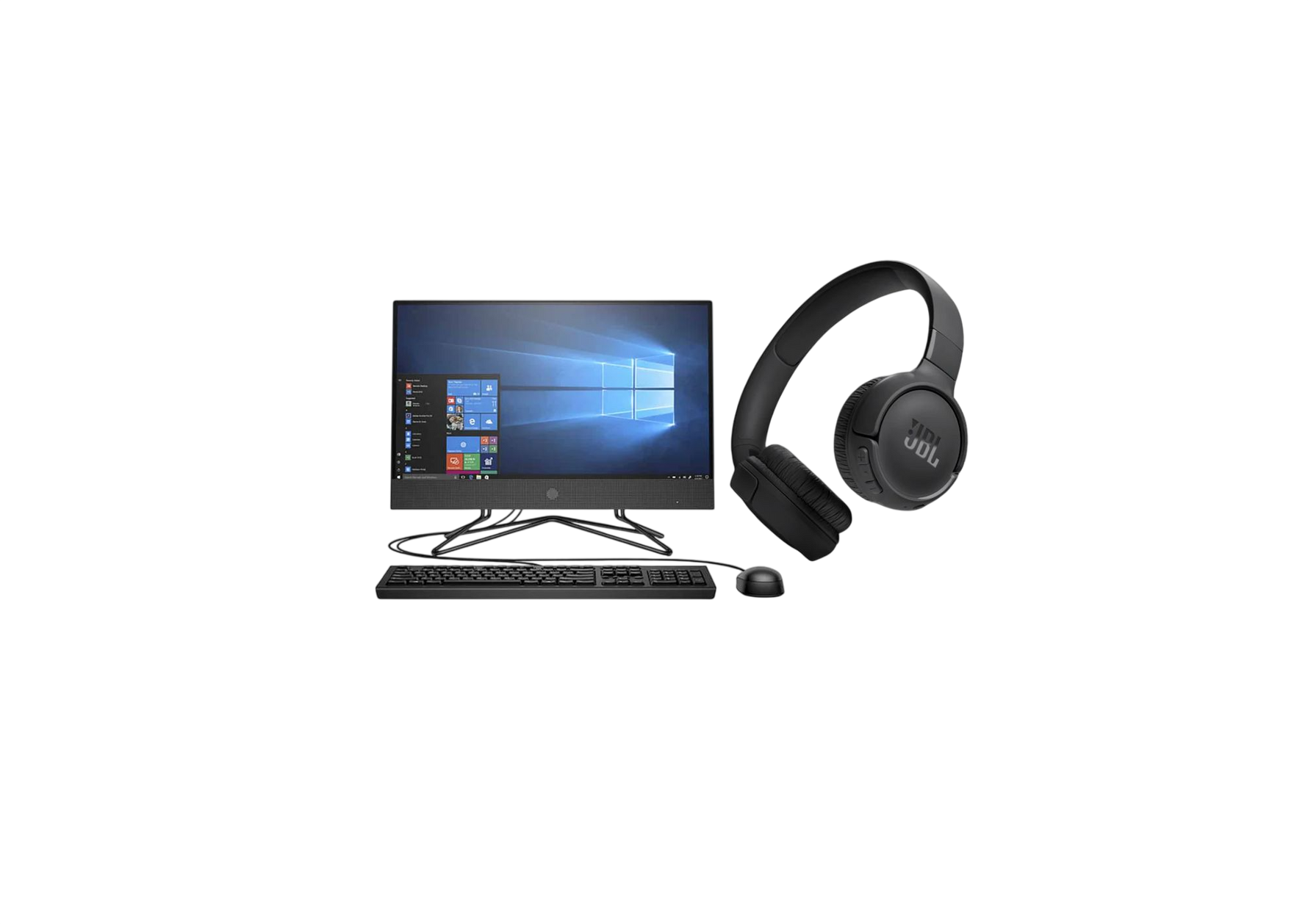 HP 200 G4 All-in-One PC Bundle – Intel Core i3-1215U, 8GB RAM, 256GB SSD with JBL Tune 520 Wireless Headphones