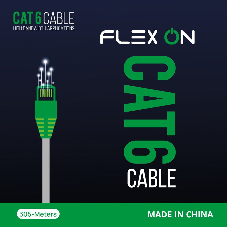 FLEXON CAT6 U/UTP 23AWG 305 Meter Network Cable Roll