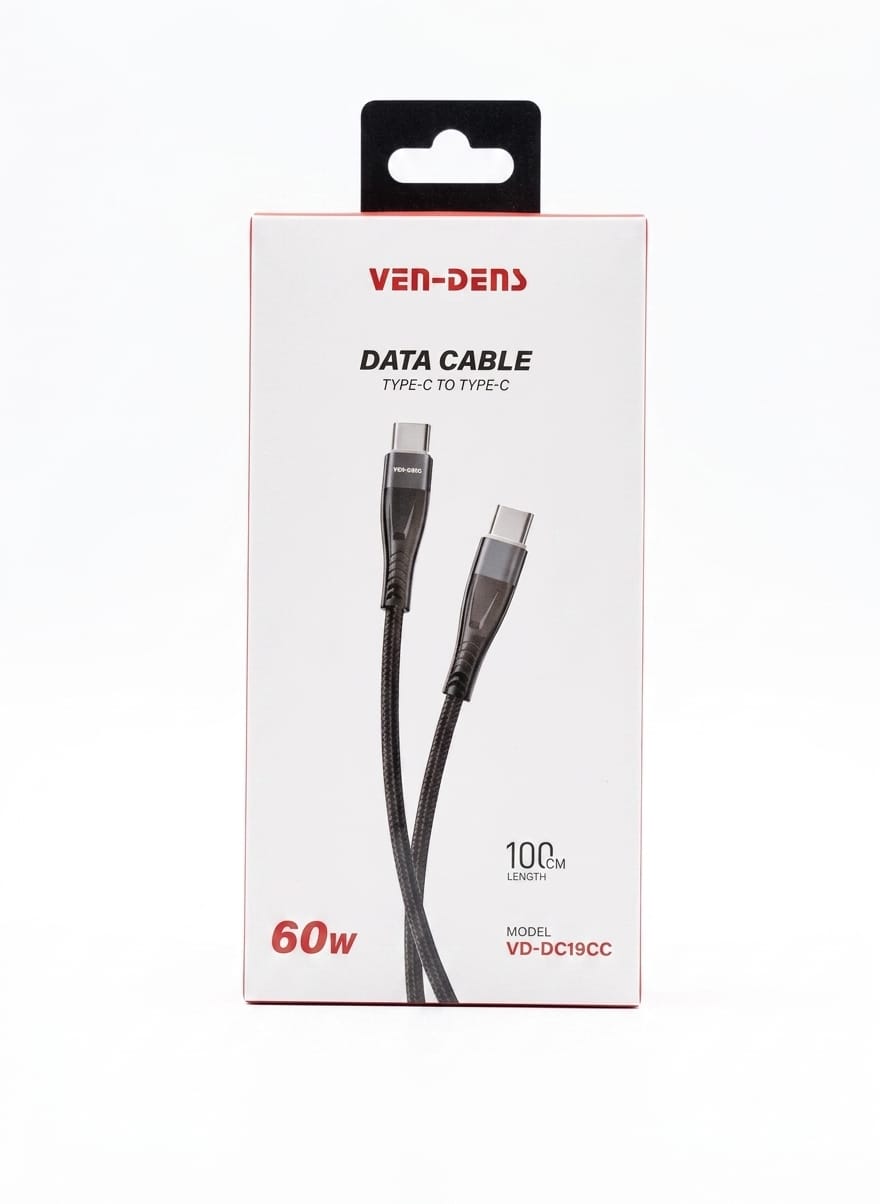 VEN-DENS VD-DC19CC USB-C to USB-C Cable – 5V/3A Fast Charging & High-Speed Data Sync Cable