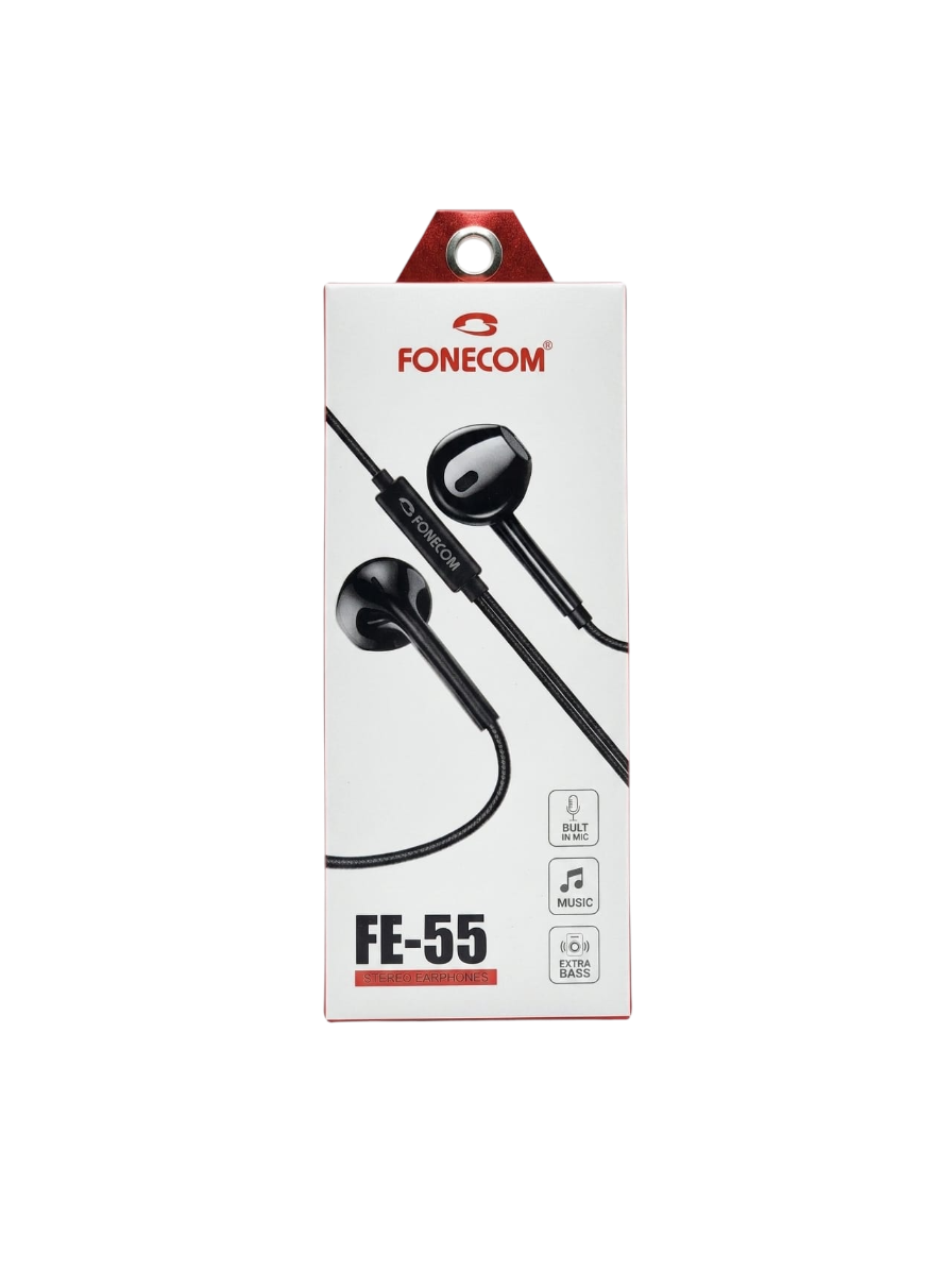 FONECOM FE-55 Wired Earphones 3.5mm In-Ear Bass Earphones with Microphone