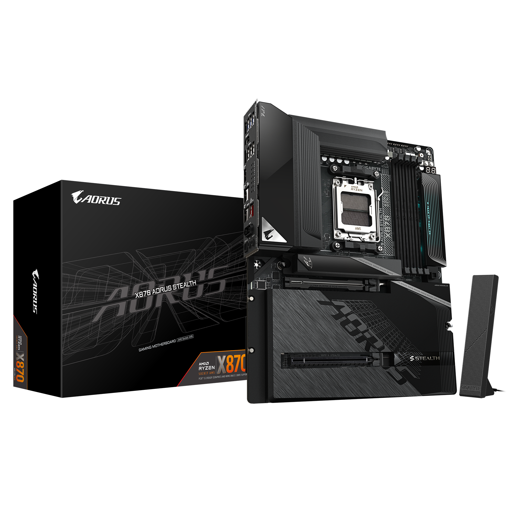 GIGABYTE X870 A STEALTH AORUS WiFi 7 Motherboard – AMD X870 AM5 ATX DDR5 PCIe 5.0
