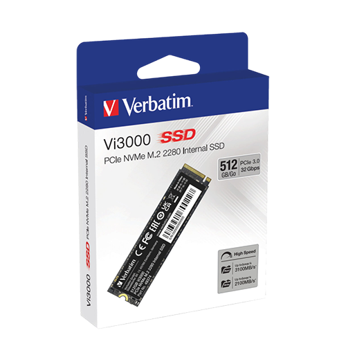 Verbatim VI3000 512GB NVMe SSD – M.2 PCIe Internal Solid State Drive