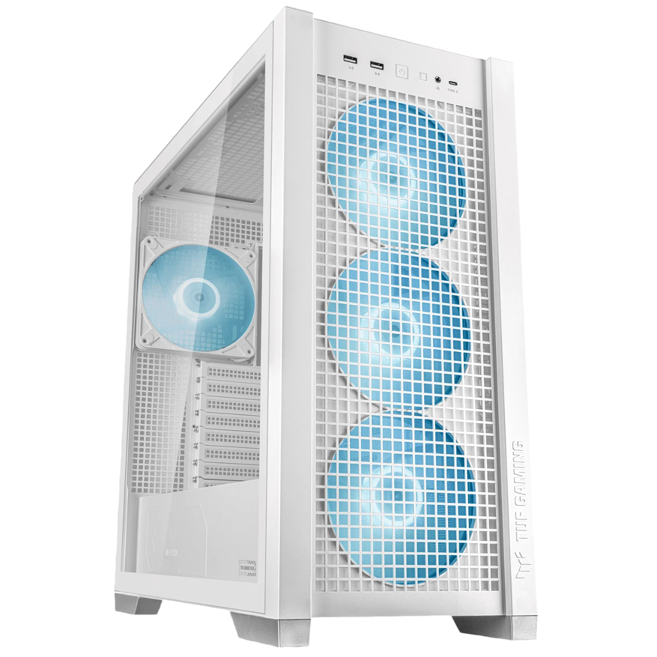 ASUS TUF Gaming GT302 TG ARGB Mid-Tower ATX Gaming Case – White